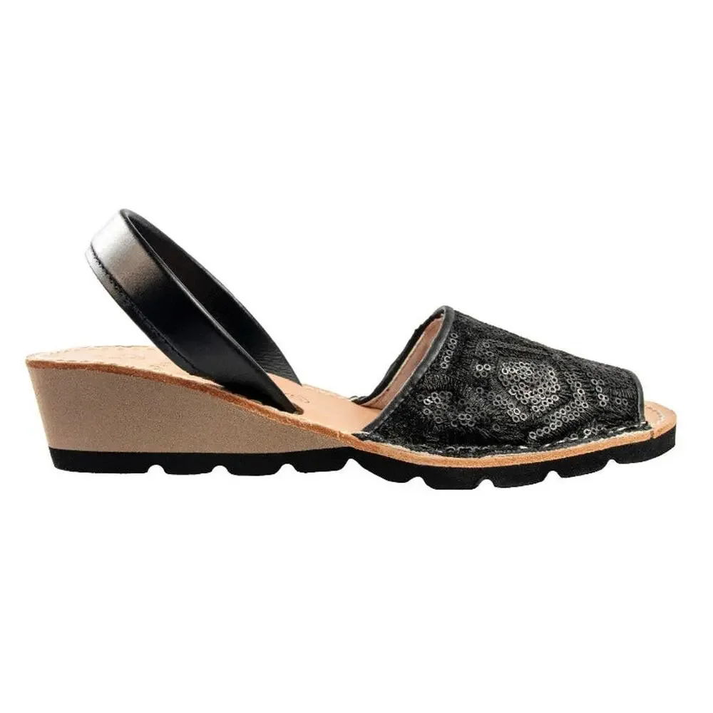 Elsa | Black Wedge | Handmade in Spain NARROW